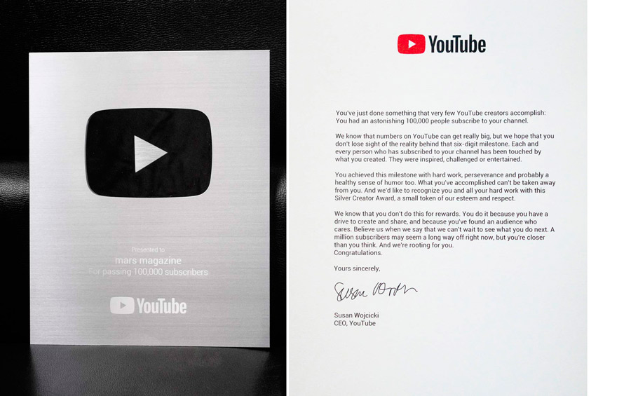 ฟันยอดผู้ติดตามเกินแสน mars online คว้า Silver Play Button จาก YouTube