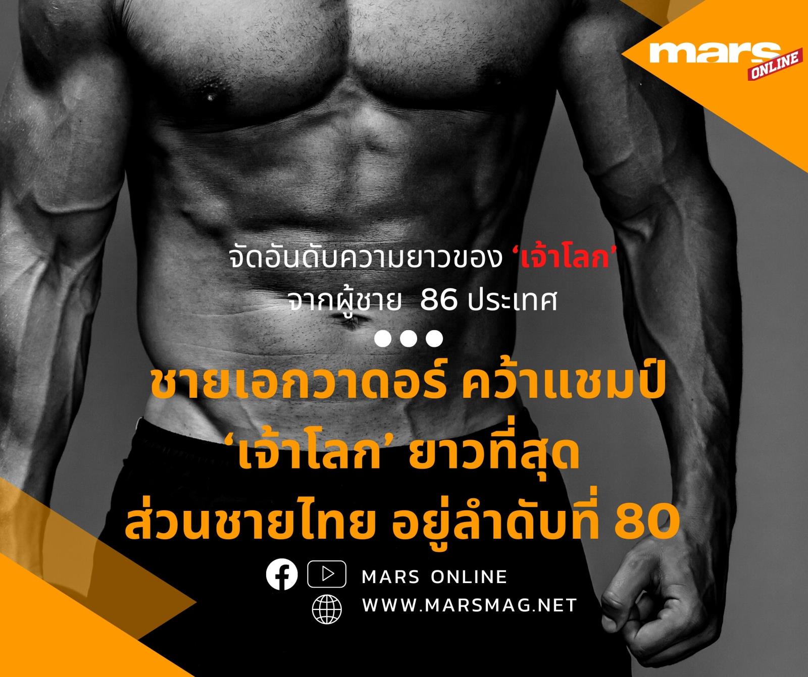 จัดอันดับความยาวของ ‘เจ้าโลก’ ชายเอกวาดอร์ คว้าแชมป์ยาวที่สุด ส่วนชายไทย อยู่ลำดับที่ 80