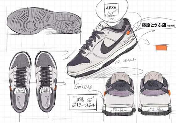 Nike Dunk Low AE86 รองเท้าคัสตอมที่ได้แรงบันดาลใจจากรถ Toyota AE86 ของ Takumi Fujiwara ในอนิเมะเรื่อง “Initial D”