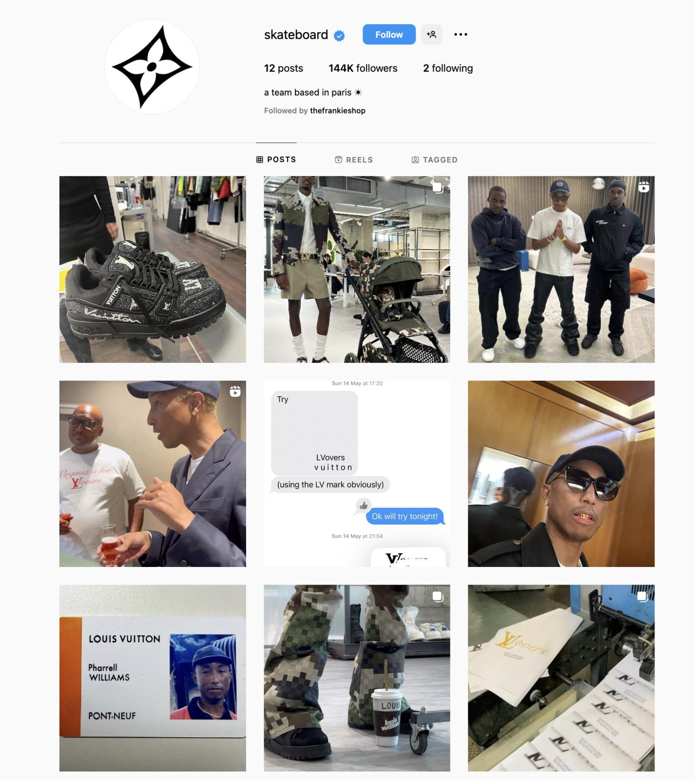 @skateboard อินสตราแกรมใหม่ล่าสุดของ "Pharrell Williams" กับความสนุกที่กำลังมาเยือน หลังร่วมงานกับ Louis Vuitton