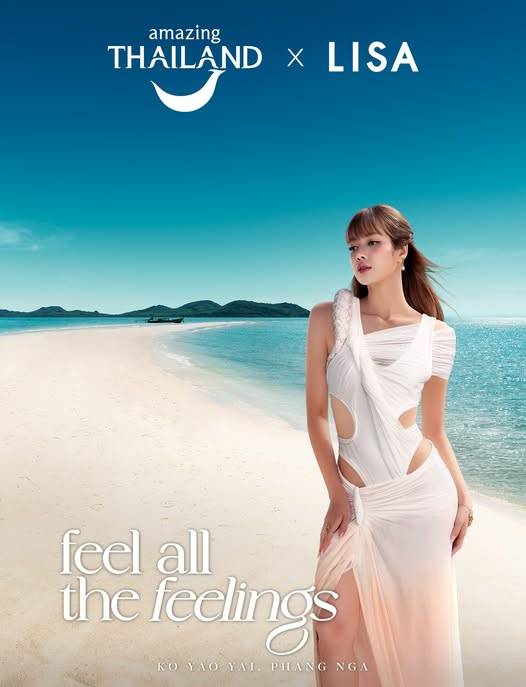 ภาพโฆษณา Feel All the Feelings ลิซ่า กับแหลมหาด เกาะยาวใหญ่ จ.พังงา (ภาพ : ททท.) 