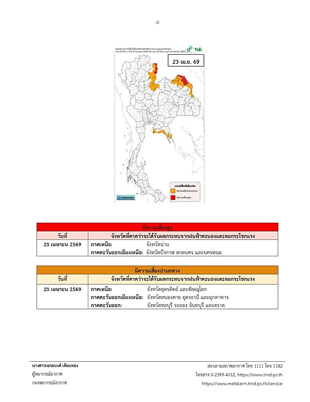 อุตุฯ เตือนเหนือ-อีสาน 8 จว.เสี่ยงสูงเจอพายุฤดูร้อน 23-25 เม.ย.นี้ !