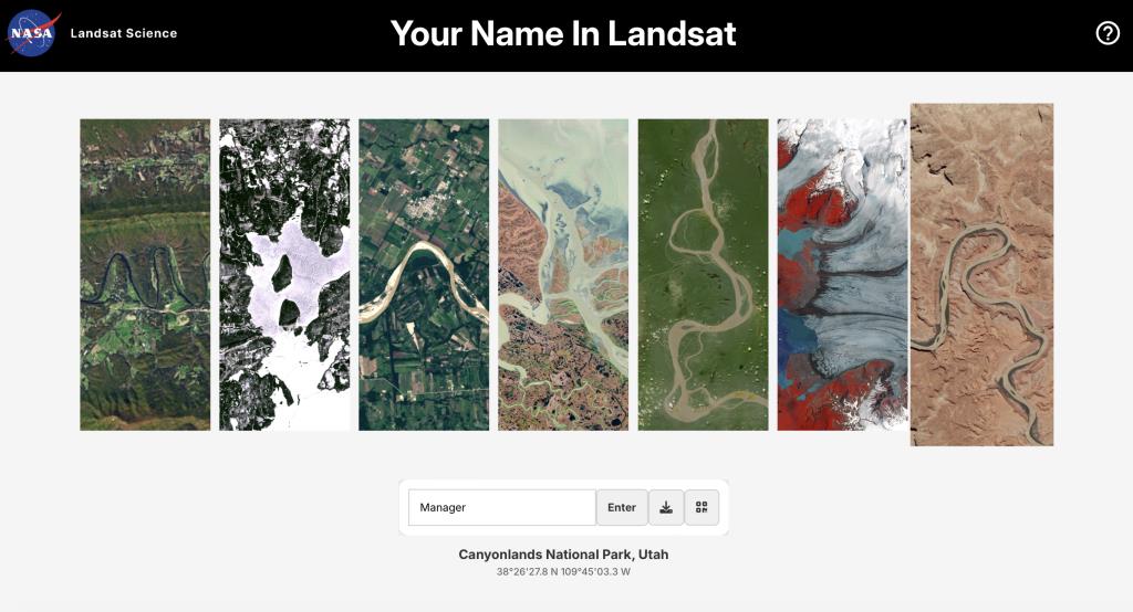 ภาพอักษร g มาจากวนอุทยาน Canyonlands National Park รัฐ Utah พิกัด 38?2627.8 N 109?4503.3 W