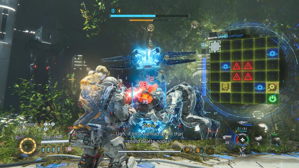 เจอศัตรูก็แค่ลากเส้นผ่านโหนดสีต่างๆให้ไปจบลงที่ช่องสีเขียว