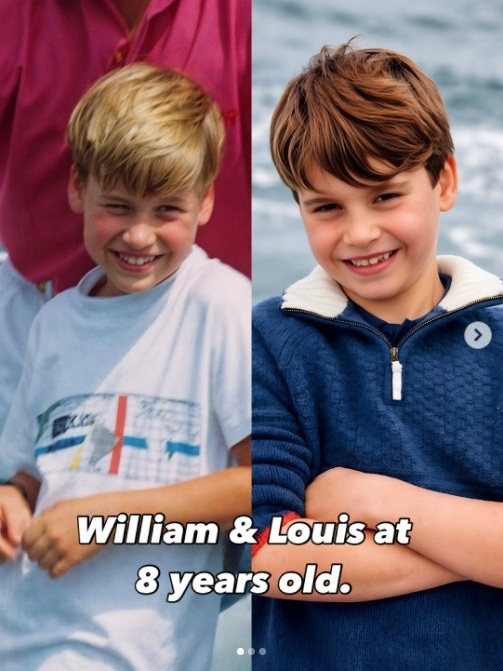พระบิดาวิลเลียมในวัย 8 พรรษา ถูกนำมาเปรียบเทียบกับปรินซ์หลุยส์ในวัยเดียวกัน และแล้วสื่อค่ายใหญ่น้อยทั้งปวง ลงความเห็นว่าความหล่อเหลาของทั้งสองพระองค์นั้น มากมายเหลือเกิน สมกับเป็นพระบิดากับพระโอรสกันโดยแท้