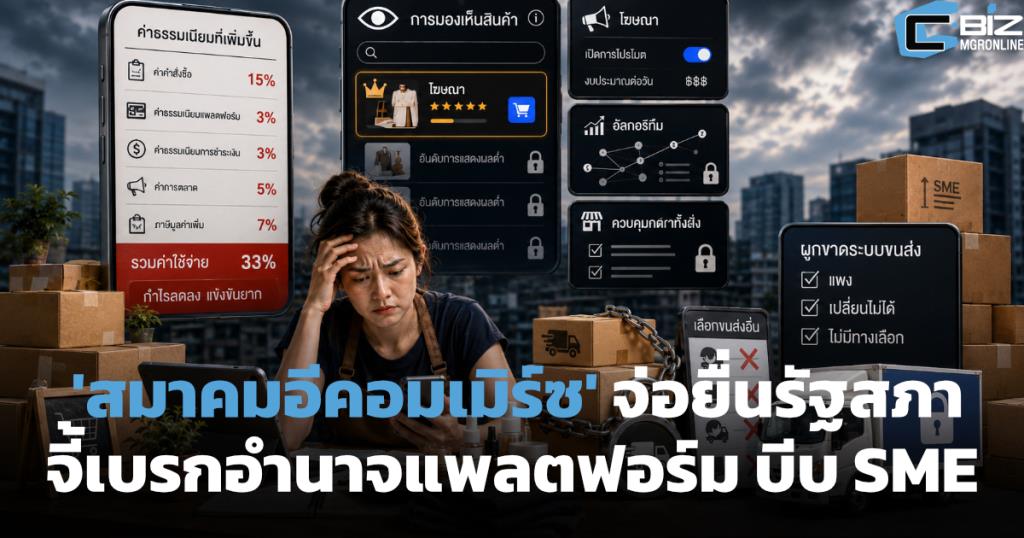 สมาคมอีคอมเมิร์ซจ่อยื่นหนังสือรัฐสภา จี้เบรกอำนาจแพลตฟอร์ม-ผูกขาดขนส่ง บีบเอสเอ็มอี