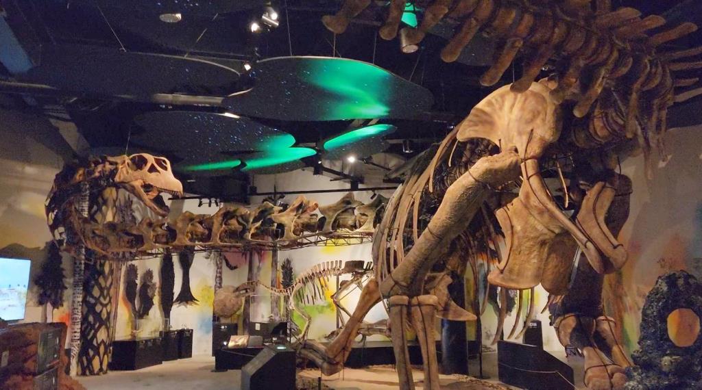 หุ่นจำลองโครงกระดูกเต็มตัวของนาคาไททัน ที่ Thainosaur Museum