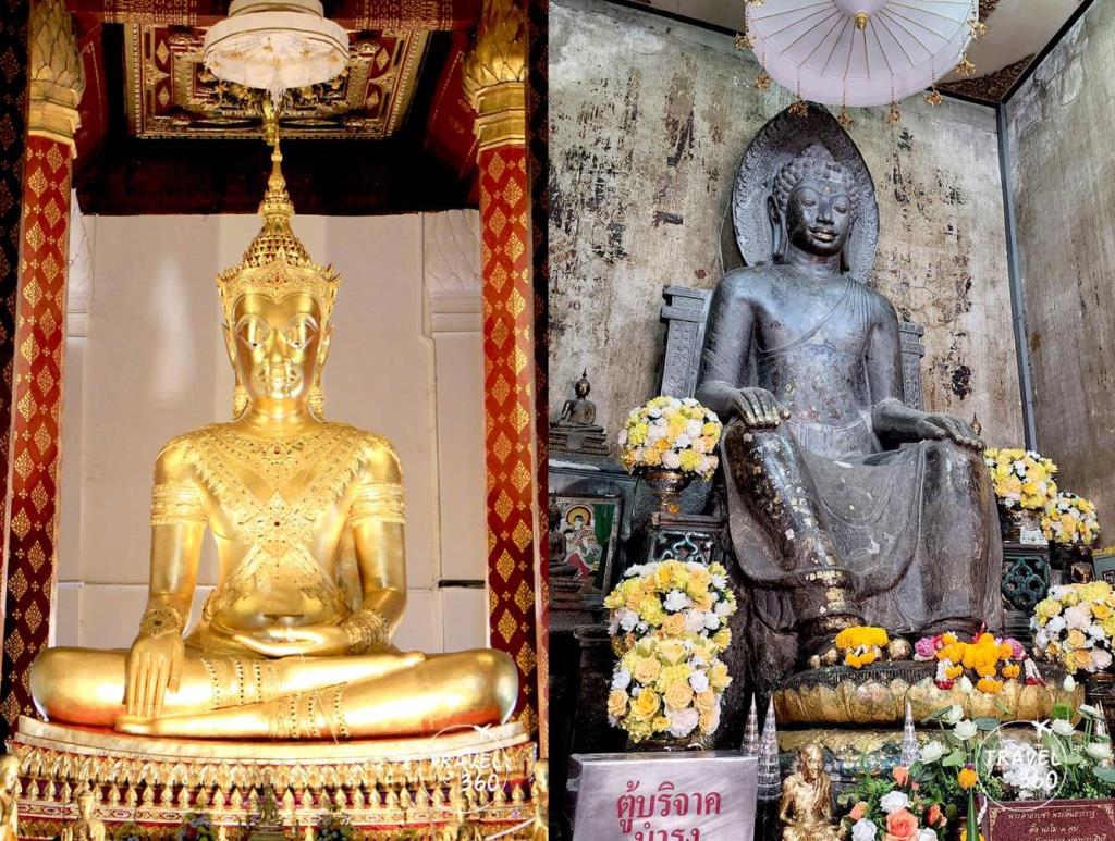 พระพุทธนิมิตวิชิตมารโมลีศรีสรรเพชญ์บรมไตรโลกนาถ (ซ้าย) พระคันธารราฐ (ขวา) วัดหน้าพระเมรุ
