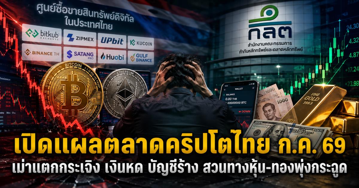 เปิดแผลตลาดคริปโตไทย ก.ค. 69 เม่าแตกกระเจิง เงินหด บัญชีร้าง สวนทางหุ้น-ทองพุ่งกระฉูด