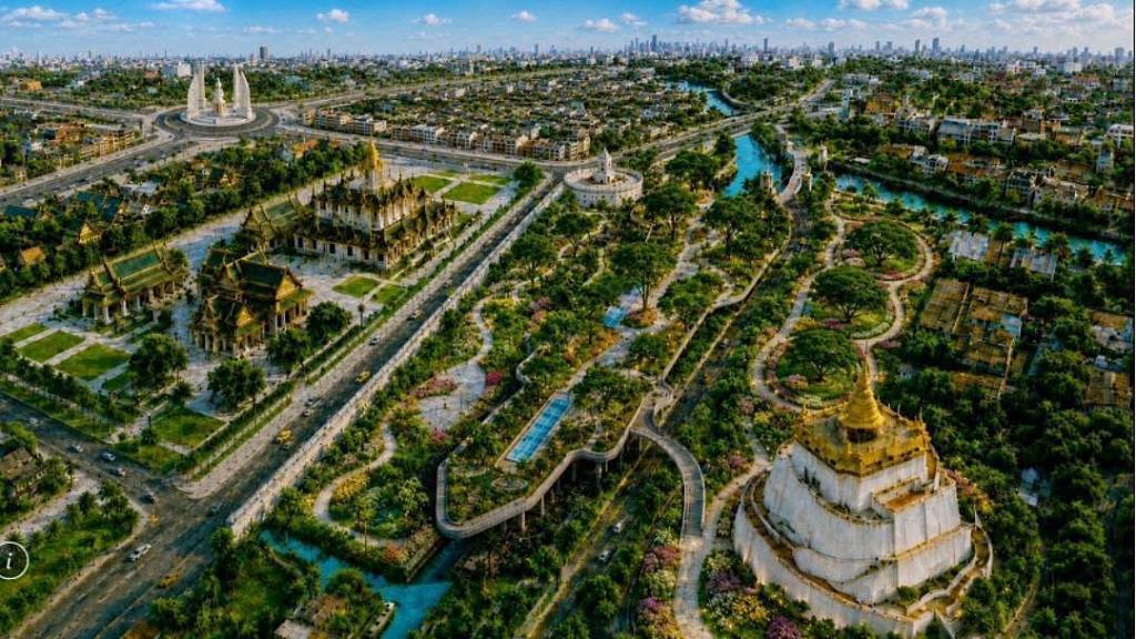 ภาพจำลอง โครงการสวนลอยฟ้า เชื่อมป้อมมหากาฬ-ภูเขาทอง (ภาพ : ฝ่ายประชาสัมพันธ์ โครงการพระราชดำริ ตามพระบรมราโชบาย สำนักเลขาธิการนายกรัฐมนตรี)