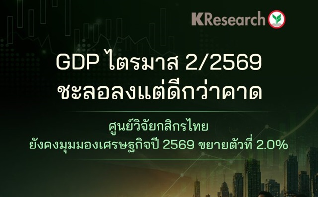 ศูนย์วิจัยกสิกรฯ ยังคงมุมมองเศรษฐกิจปี 69 ขยายตัวที่ 2.0%