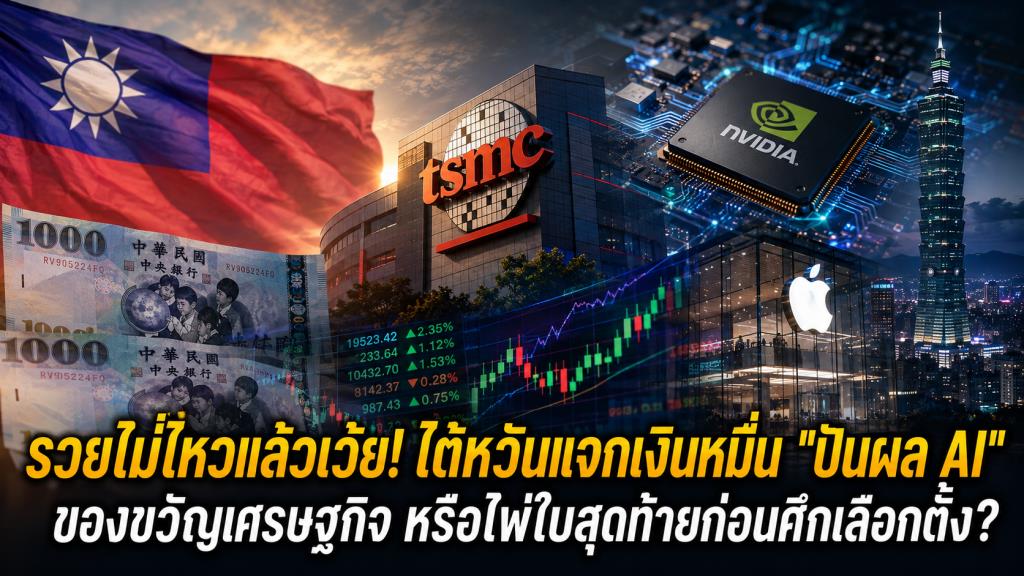 รวยไม่ไหวแล้วเว้ย! ไต้หวันแจกเงินหมื่น "ปันผล AI" ของขวัญเศรษฐกิจ หรือไพ่ใบสุดท้ายก่อนศึกเลือกตั้ง?