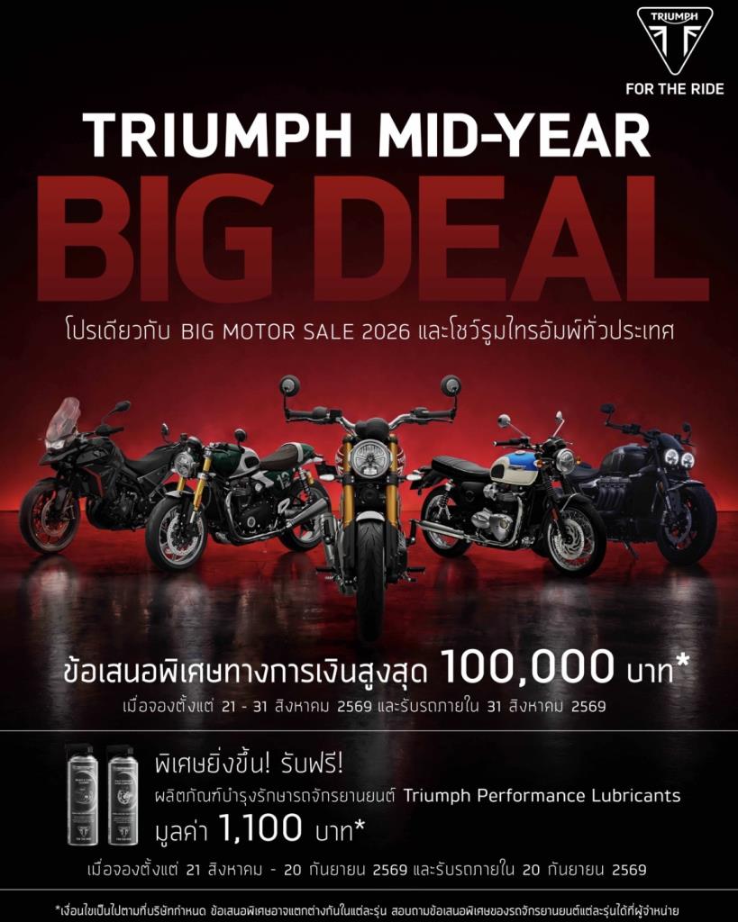 ไทรอัมพ์จัดหนัก! MID-YEAR BIG DEAL โปรแรงสูงสุด 100,000 บาท