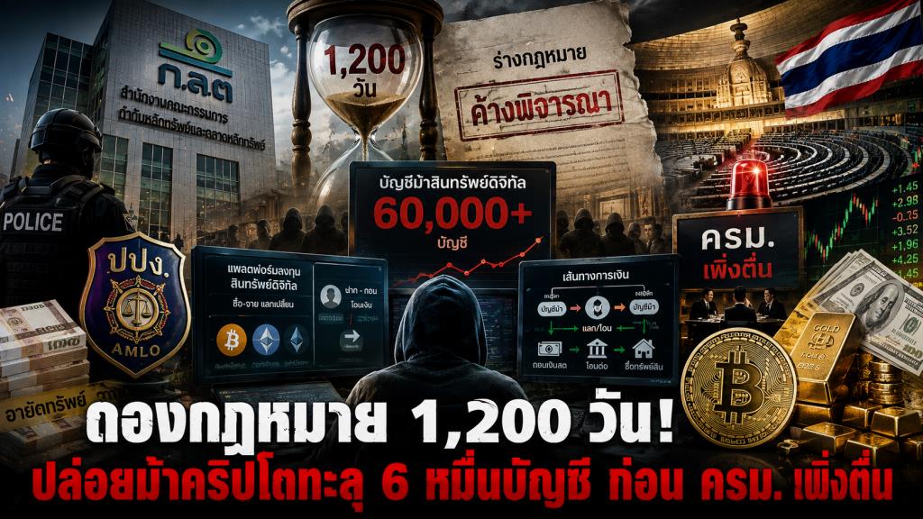 ดองกฎหมาย 1,200 วัน! ปล่อยม้าคริปโตทะลุ 6 หมื่นบัญชี ก่อน ครม. เพิ่งตื่น