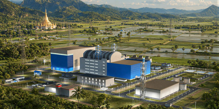 ภาพจำลองโรงไฟฟ้านิวเคลียร์ที่ Rosatom จะสร้างในเมียนมา