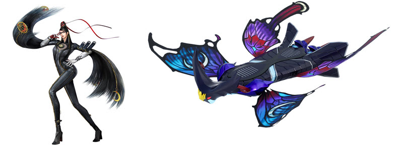 นักแข่ง Bayonetta และยานพาหนะ Butterfly Witch