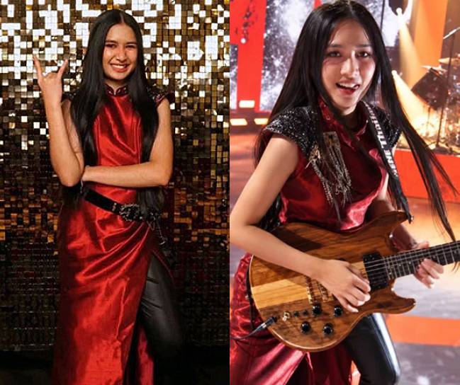 เนเน่ รอยัล สวมผ้าไหมแดงสมเด็จ จากชุมชนบ้านครัว ขึ้นโชว์ในรอบชิงแชมป์ AGT 2026 (ภาพ : AGT)
