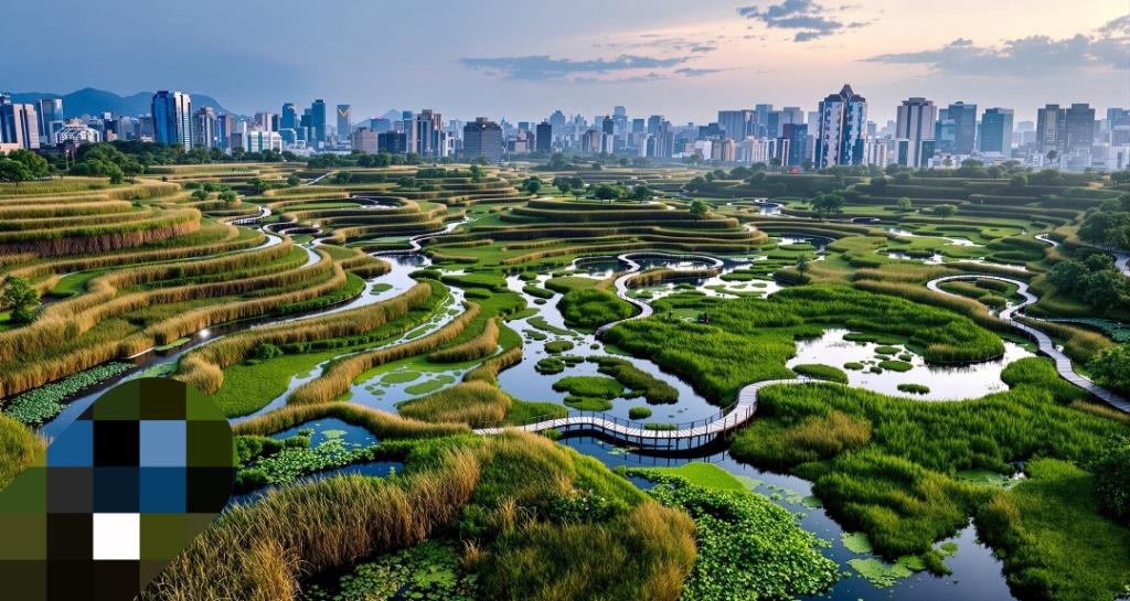ภาพสวนระบายน้ำ ชุนหลี่ ขนาด 200 กว่าไร่ ในเมืองฮาร์บิน ทางตอนเหนือของจีน