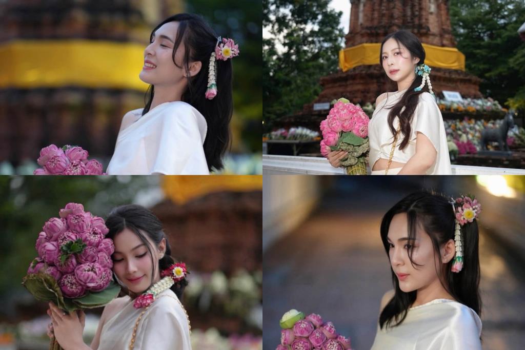 คล้องมาลัยรัดเกล้า บูชาดอกบัวถวายพระปรางค์ (ภาพจาก Facebook : วัดปรางค์หลวง)