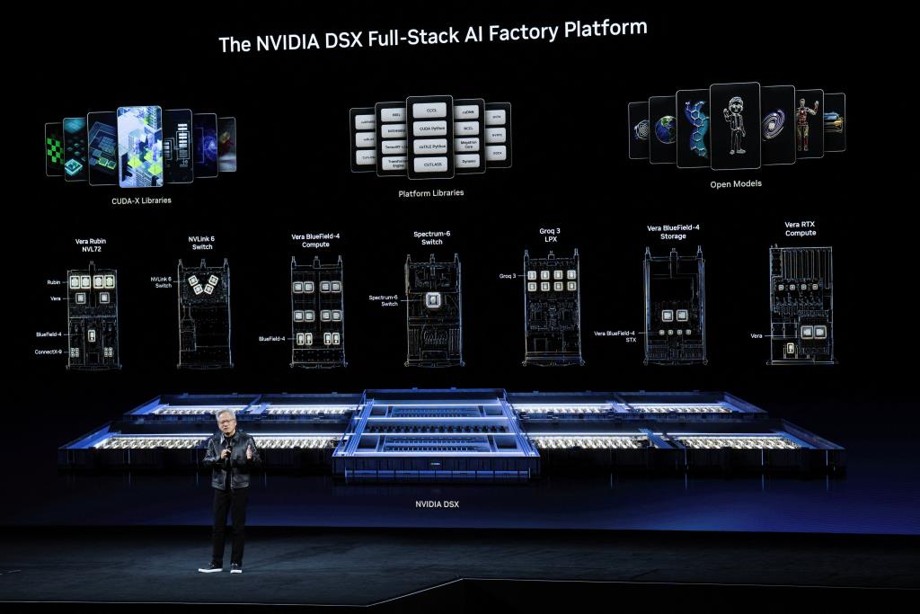 เจนเซน หวง กล่าวปาฐกถาหลักในการประชุม NVIDIA GTC ซึ่งมุ่งเน้นความก้าวหน้าด้านปัญญาประดิษฐ์และการประมวลผลที่กำลังเปลี่ยนแปลงอุตสาหกรรมต่างๆ ณ กรุงเบอร์ลิน ประเทศเยอรมนี เมื่อวันที่ 21 ตุลาคม 2026