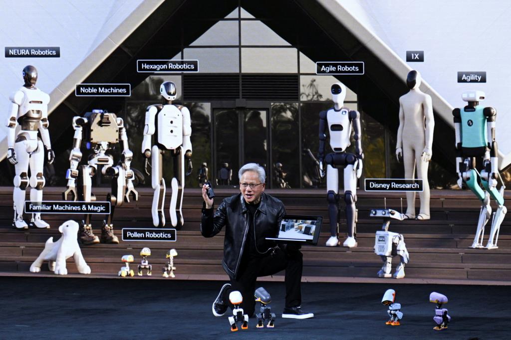 หวง กับหุ่นยนต์ทรงเป็ดขนาดเล็กชื่อ “Microducks” ที่ฝึกด้วย AI พัฒนาโดย Pollen Robotics สตาร์ทอัปฝรั่งเศส ร่วมกับ Hugging Face