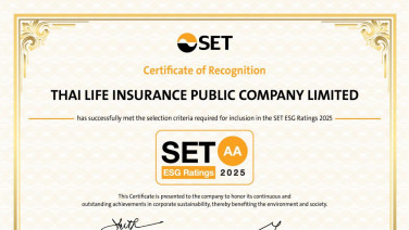 ไทยประกันชีวิต คว้าหุ้นยั่งยืน SET ESG Ratings 2025 ระดับ “AA”