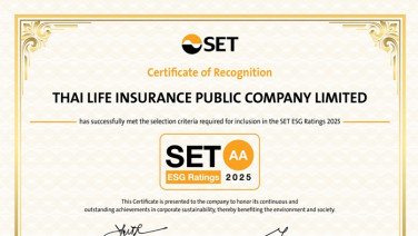 ไทยประกันชีวิต ได้รับการจัดอันดับหุ้นยั่งยืน SET ESG Ratings 2025 ระดับ “AA”