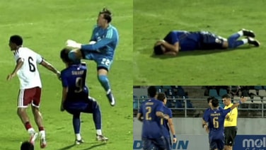 โกลยูเออีกกระโดดเข่าลอยใส่ 'ศิวกร' แข้งดางรุ่งช้างศึก แต่กรรมการเมิน ไม่แจกใบเหลือง-แดง แถมเก่าจบเกมทันที