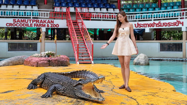 สนั่นโซเชียลฯ! พริตตี้สาวรับงานโฟนฟาร์มจระเข้ ยืนประกบพี่เข้ ชาวเน็ตลั่น "พริตตี้มอเตอร์เข้"
