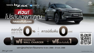Toyotaจัดโปร  bZ4X ดาวน์0% หรือดอกเบี้ย 0%