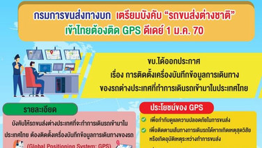 ขบ.ดีเดย์ 1 ม.ค. 70  บังคับ”รถขนส่งต่างชาติ” เข้าไทย ต้องติด GPS ทุกคัน