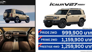 iCAUR V27 REEV ราคาเริ่มต้น 999,900 บาท D-SUV ขุมพลัง REEV วิ่งไฟฟ้าไกลสุด 165 กม.