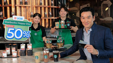 ยูโอบี และ สตาร์บัคส์ เปิดตัวแคมเปญพิเศษส่งท้ายปี “UOB Starbucks Happy Day”  มอบส่วนลดเครื่องดื่มสตาร์บัคส์ 50% ทุกวันที่ 25 ของเดือน ถึงสิ้นปี 2569