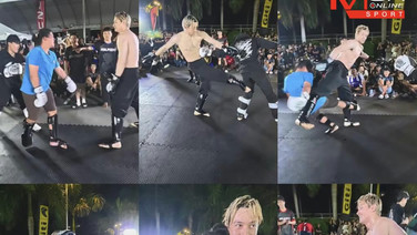 สองหนุ่มสงขลาลองของ ขอ 2 รุม 1 ใส่ ปีเตอร์ เดนแมน สุดท้ายเจอสอนมวยโดนแข้งหวดกระเจิง