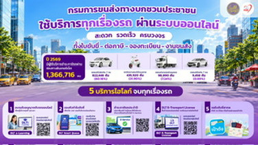 กรมการขนส่งทางบก ชวนใช้บริการออนไลน์ DLT E-Service ครบจบเรื่องรถ