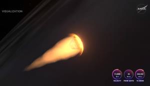 ภาพจำลองขณะยานลงสู่พื้นผิวโลกและเสียดสีกับชั้นบรรยากาศ /  ภาพ : NASA