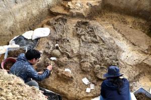 พบโครงกระดูกมนุษย์โบราณโครงที่ 7 อายุพันปี ฝังพร้อมกลองมโหระทึก-เครื่องทอง กลางทุ่งนาเพชรบุรี