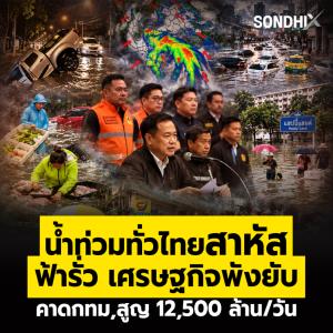 น้ำท่วมทั่วไทยสาหัส ฟ้ารั่ว เศรษฐกิจพังยับ คาด กทม.สูญ 12,500 ล้าน/วัน